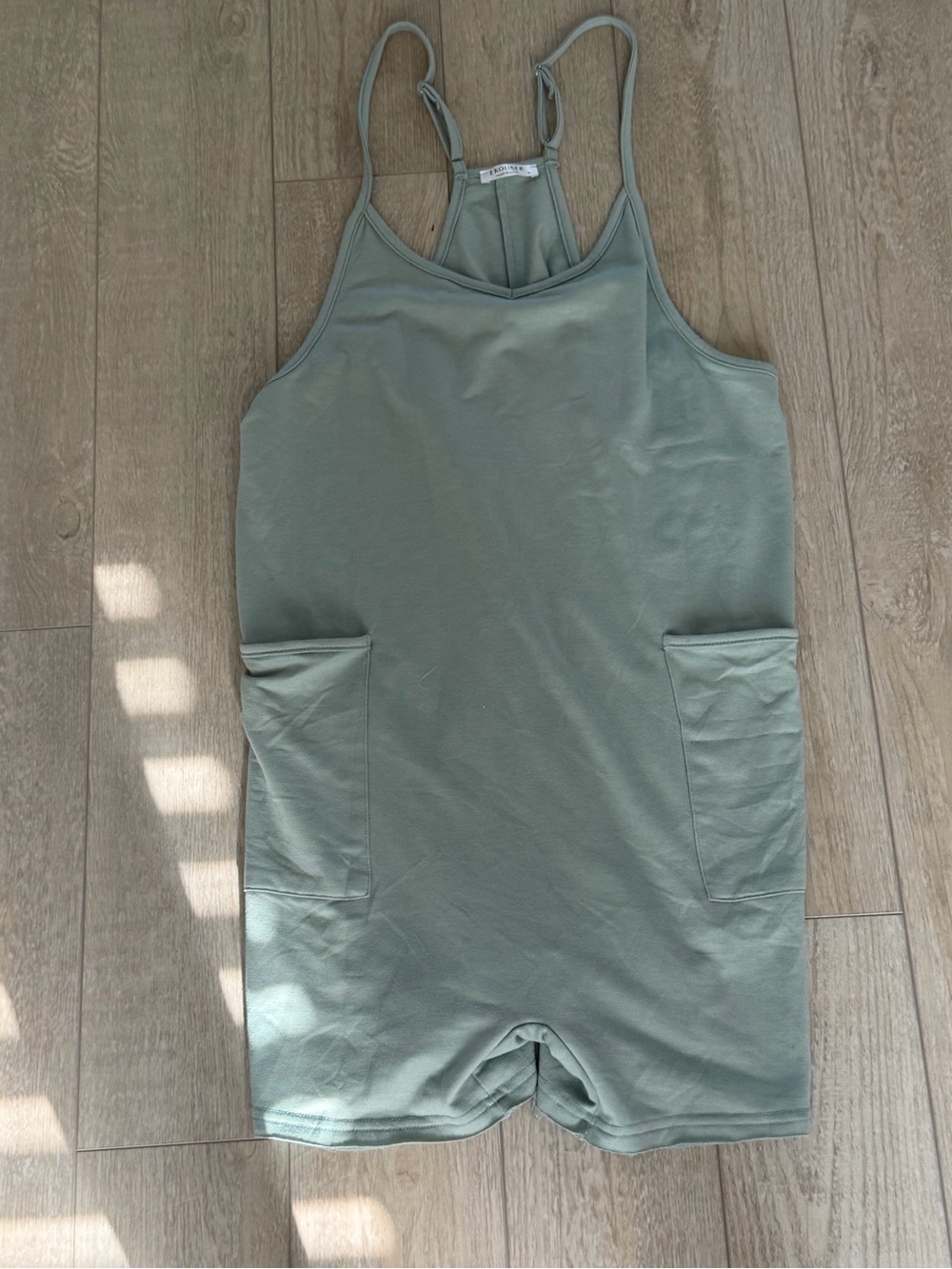 Women's Sage Green Sleeveless Romper - Adjustable Straps